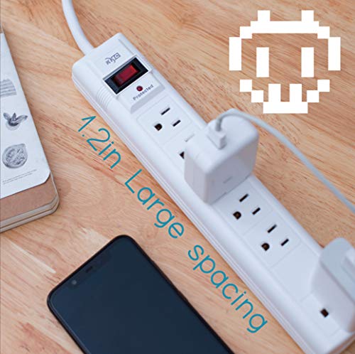 image for KMC 6-Outlet Surge Protector Power Strip with 6 Feet Cord, 1200 Joule 