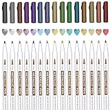 15 Colors Metallic Brush Markers, Lelix Metallic Brush tip Pens Set for Black Paper, DIY Photo Album, Card Making, Rock Art Painting, Scrapbooking, Glass, Metal, Wood