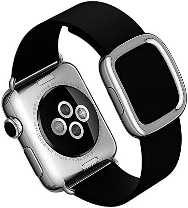Apple Watch Band,OceanEC Modern Buckle Watch Band with Magnetic Design Genuine Leather Replacement Strap for Apple Watch (Black, 38mm)