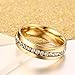 Fashion Month Mens Womens 6mm Titanium Stainless Steel 18k Gold Wedding Ring Channel Set Cubic Zirconia Engagement Band Size 9