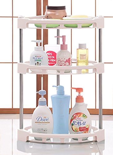 Mehousa 3-Tier Corner Storage Organizer Shelf I Best Kitchen Spice Rack, Makeup/Cosmetics Counter Organizing Stand, Bathroom Organizer with Extra-Sturdy Construction (Off White) (3-tier)