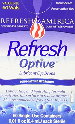 Refresh Optive Lubricant Eye Drops Single Use Vials, 60 EA