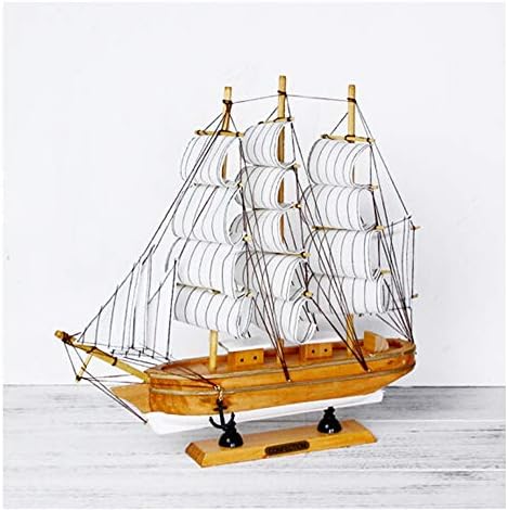 Xiao Multicolor Wooden Sailboat Model Handmade Crafts Mediterranean Style Desktop Ornamentations Bedroom Living Room Decorations (Color : White)