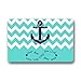Dearhouse Infinity Live the Life You Love Blue and White Chevron Zig Zag Pattern with Anchor Entrance Mat Doormat Indoor Outdoor Floor Mat 23.6-inch By 15.7-inch