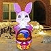 GOOSH 5 Feet Tall Easter Inflatable Pink Bunny Holds a Basket The Easter Eggs, Blow Up Inflatables with Bright Light for Holiday Party Indoor, Outdoor, Yard, Garden, Lawn Decorations