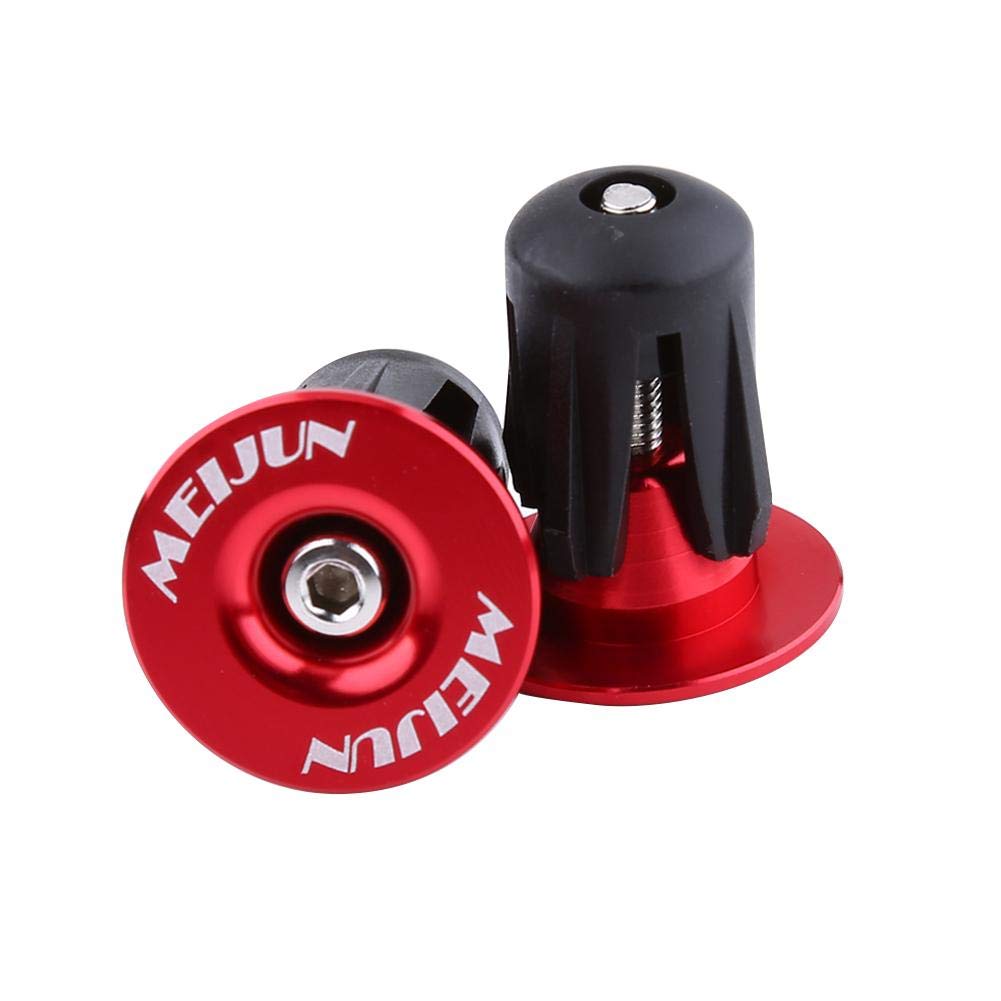 Yosoo Health Gear Handlebar End Caps, Bike Handle Bar Ends, Aluminum Alloy Bicycle Handlebar Grips Bar End Plugs for Road Bike BMX(Red)