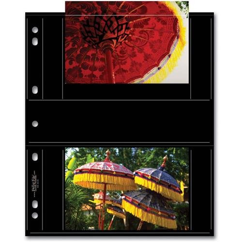 Print File Premium Archival Album Page for Four 4x6" Prints, 8 mil, 25 Pack, Black