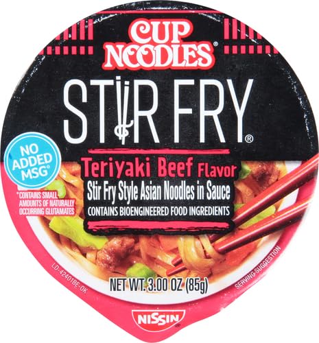 NISSIN CUP NOODLES STIR FRY NOODLES IN SAUCE, TERIYAKI BEEF, 3 OUNCE (PACK OF 1)