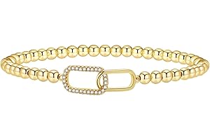 Lisitine Gold Bracelets for Women 14K Gold Beaded Bracelets Stackable Bracelets for Women Gold Charm Bracelet Non Tarnish Gold Jewelry for Women Trendy