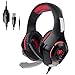 Aottom Gaming Headset Professional Over-ear Stereo Surround GM-1 Headband PS4 Headphones with Mic Bass LED For Xbox PC Tablet Laptop(Red)