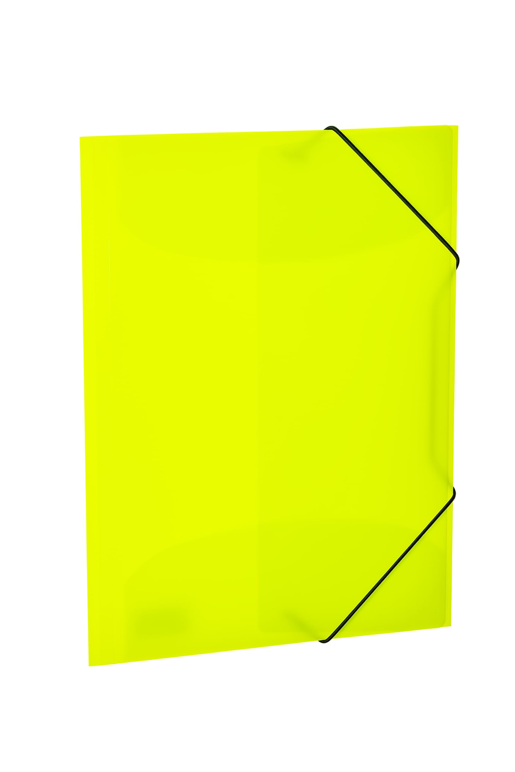 HERMA 19655 Portfolio Folder A4 Translucent Neon Yellow, Children's Plastic Corner Folder with Inner Flaps and Elastic Band, Sturdy Plastic Folder, for Boys and Girls