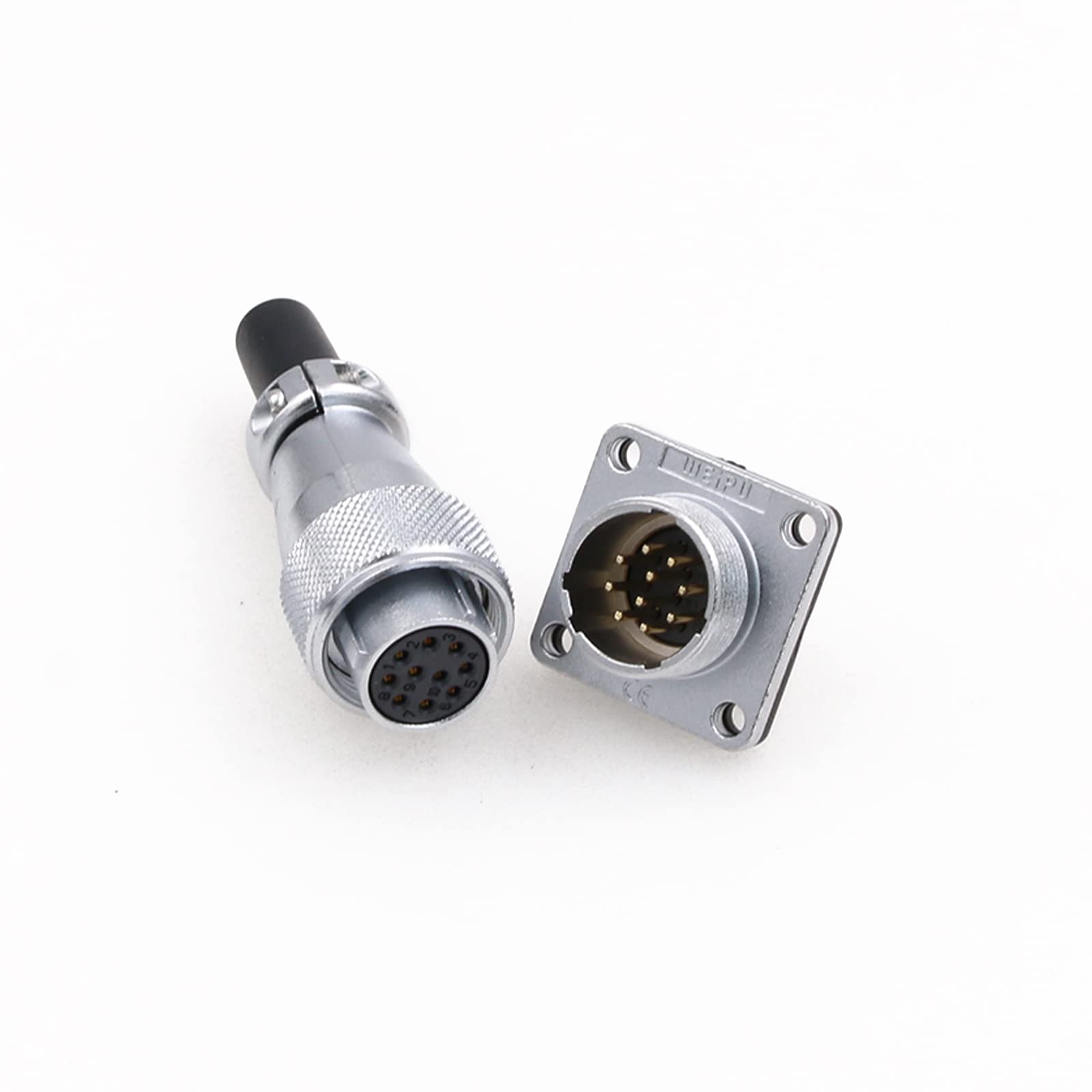 Eonvic WS16 10Pin Waterproof IP67 Metal Male Plug and Female Square Socket Panel Mount Signal Automotive Electrical Aviation Cable Connector (10Pin)