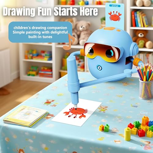 Interactive Drawing Robot for Kids with 100 Activity Cards, Montessori-Inspired Educational Art Toy with Voice Commands and 12 Color Pens – Creative STEM Drawing Machine for Boys Girls Ages 3-8