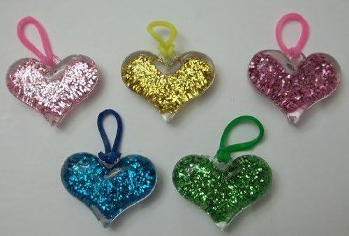 5 Dazzling Glitter Heart Loom Charms for Rainbow Band Bracelets -FabuLoom