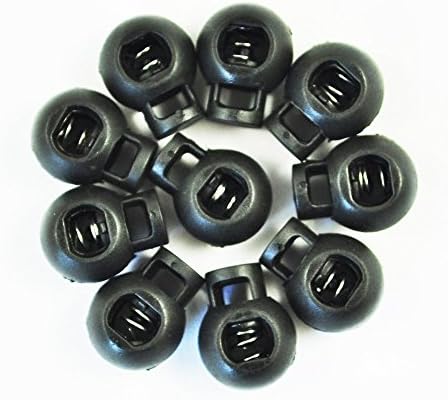 50pcs Topluck High Quality Single Hole Spring Loaded Round Ball Shaped Stop Sliding Cord Locks for Shoelace Sport Cords of Luggage Clothing Backpack Tent (S)