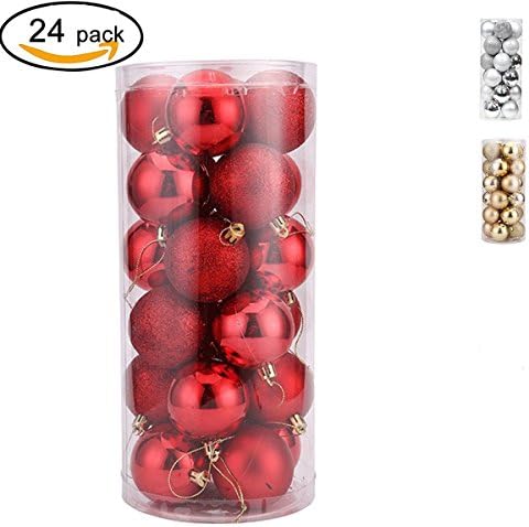 24 Pack Christmas Ball Ornaments Exquisite Shatterproof Balls Pendant for Holiday Wedding Party Decoration