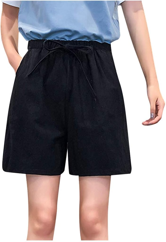 yoga in loose shorts