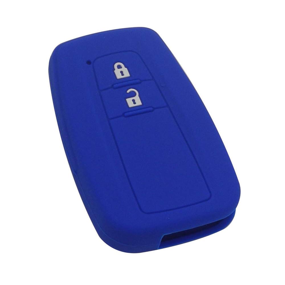 Happyit Silicone Car Key Case Cover for Toyota CHR C-HR Camry Prius Prado 2 Button Keyless Smart Key (Blue)