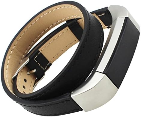 Coohole Double Tour Leather Watch Band Strap Bracelet for Fitbit Alta HR