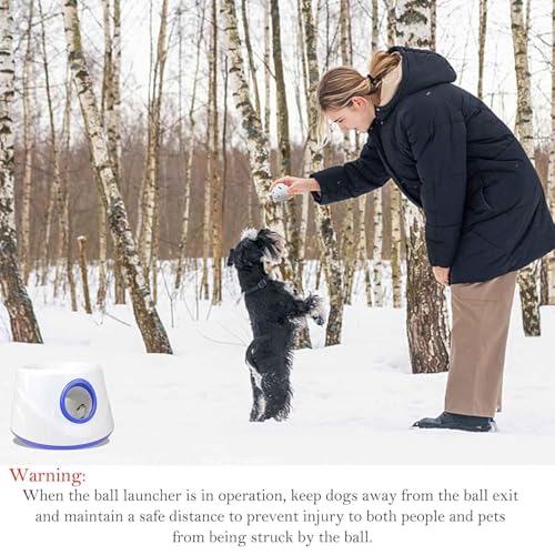 White Automatic Dog Ball Launcher, Interactive Dog Toys Tennis Balls Thrower for Small and Medium-Sized Dogs, 27 * 27 * 18Cm