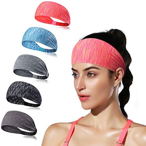 DINIGOFIN Wide Sports Headbands for Women Non Slip Fitness Headband-Moisture Wicking Sweatband for Workout,Yoga,Running and Athletic