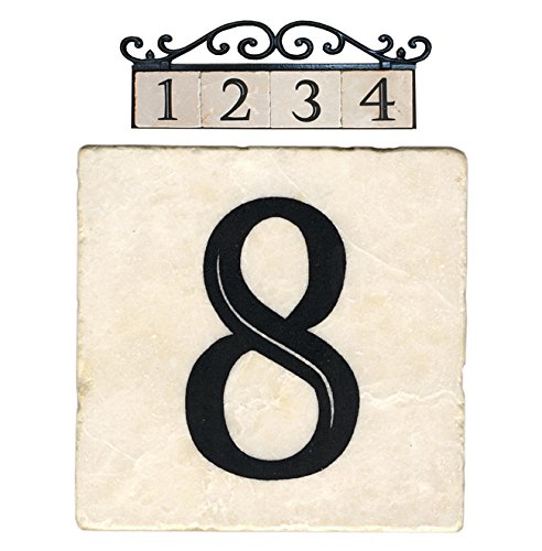 NACH AZ-CLASSIC House Address Number Tiles - #8, Marble/Beige, 4 x 4