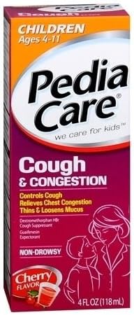 PediaCare Children's Cough &amp; Congestion Liquid Cherry Flavor 4 OZ - Buy Packs and SAVE (Pack of 2)