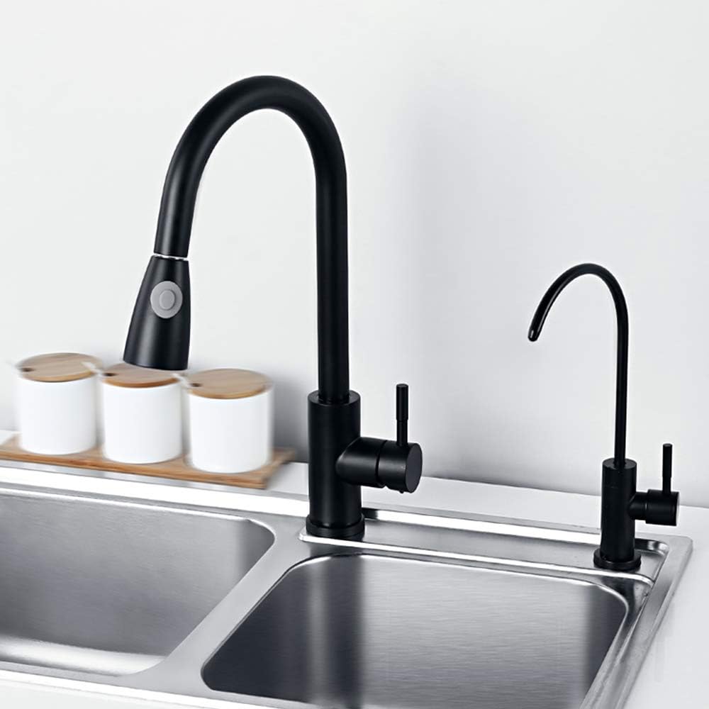 KAIYING RO Water Faucet, Lead-Free Pur Water Filter Faucet for most Reverse Osmosis Units, Kitchen Bar Sink Drinking Water Purifier Faucet, SUS304 Stainless Steel, Black - - 