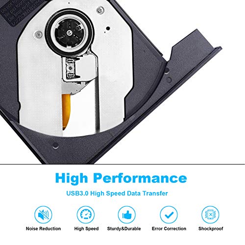 External DVD CD Drive, GZDL USB 3.0 Portable CD DVD +/-RW Drive Burner Slim DVD/CD ROM Rewriter Player Superdrive, High Speed Data Transfer for Laptop MacBook Desktop PC, Plug and Play