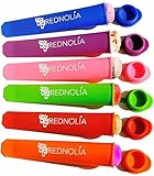 Rednolia Popsicle Molds and Ice Pop Maker with Attached Lids - Bonus Ice Pop Mold Recipes Included - Multi-Color. [Set of 6]