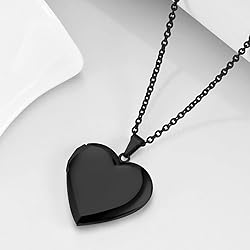 PHOCKSIN Black Glossy Personalized Heart Locket