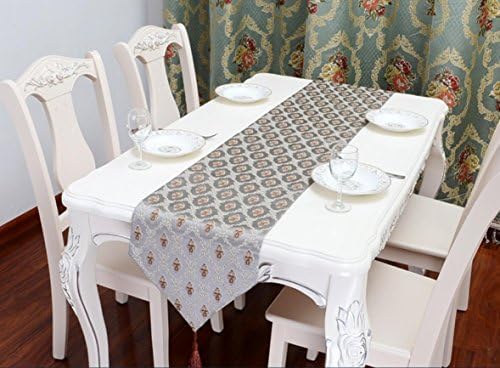 CU@EY Comfort European-style luxury silk embroidery tassel table table flag American village tea table cloth table cloth for home hotel party banquet , 160x33cm