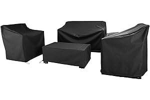 Baner Garden Patio Furniture Covers,Outdoor Furniture Cover Waterproof,Patio Furniture Set Covers for 4 Piece Outdoor Conversation Set,Patio Covers Set (Black)