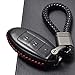 Vitodeco Leather Smart Key Fob Case Compatible with Nissan Versa, Sentra, Altima, Maxima, Rogue 2007 - 2022 (3 Buttons, Black/Red)