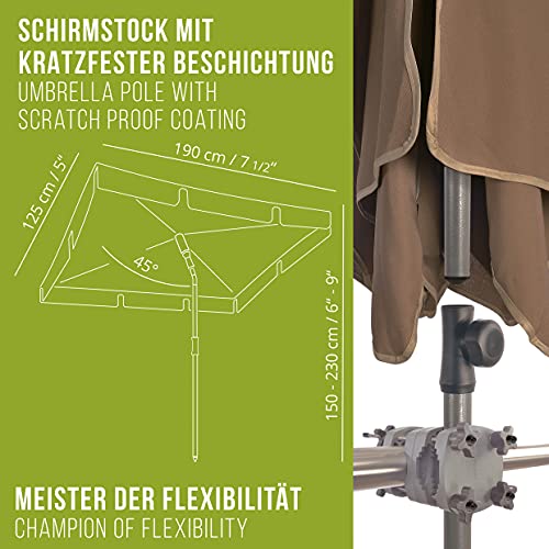 4smile SET Sonnenschirm Balkon rechteckig + Sonnenschirmhalter Balkongeländer - UV50+ Sonnenschirm 200x125cm, Taupe mit… – Bild 6