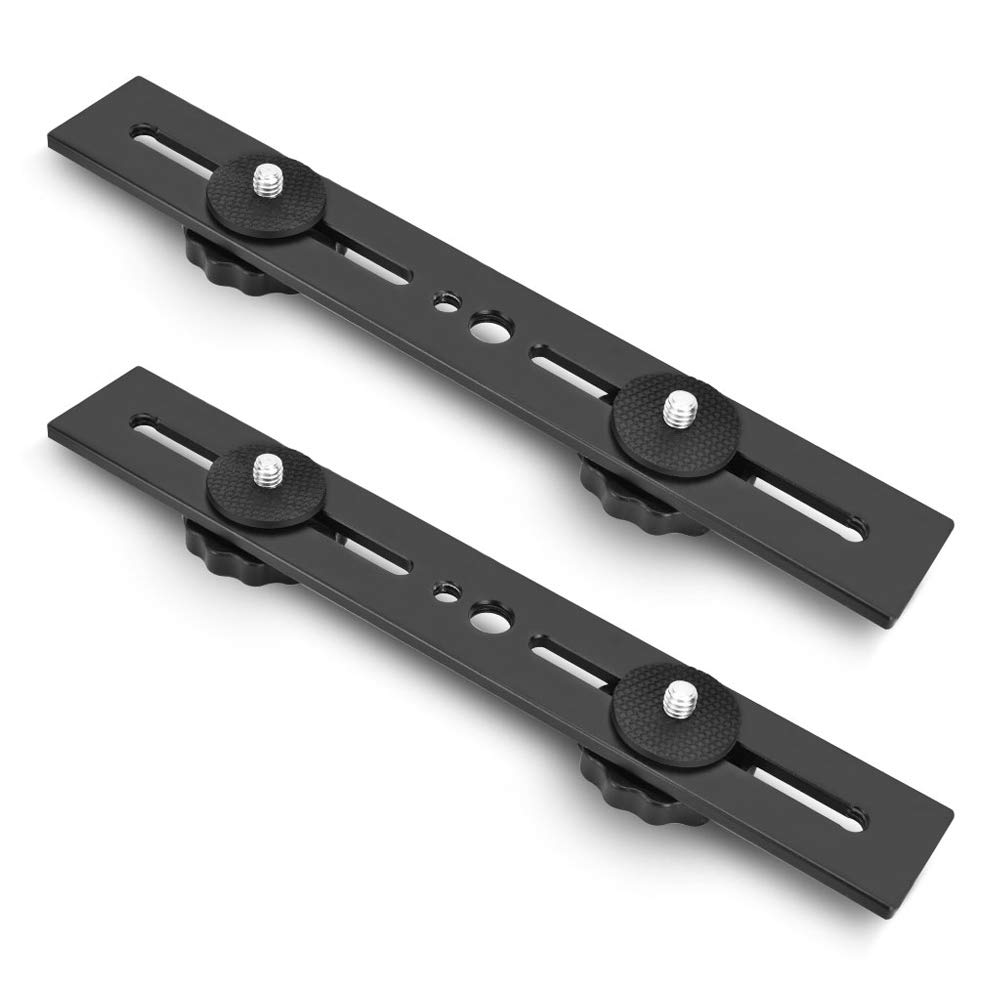 UTEBIT Flash Bracket 8 inches /20.5cm Dual Hot Shoe Adapter with Twin 1/4'' Screw Mount Straight Speedlite Holder compatible for Photography Studio Video Light Stand DSLR Camera -2 Pack