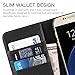 SHIELDON Leather Credit Card Compartments Magnetic Closure Flip Book Stand Wallet Case for Samsung Galaxy S7, Black