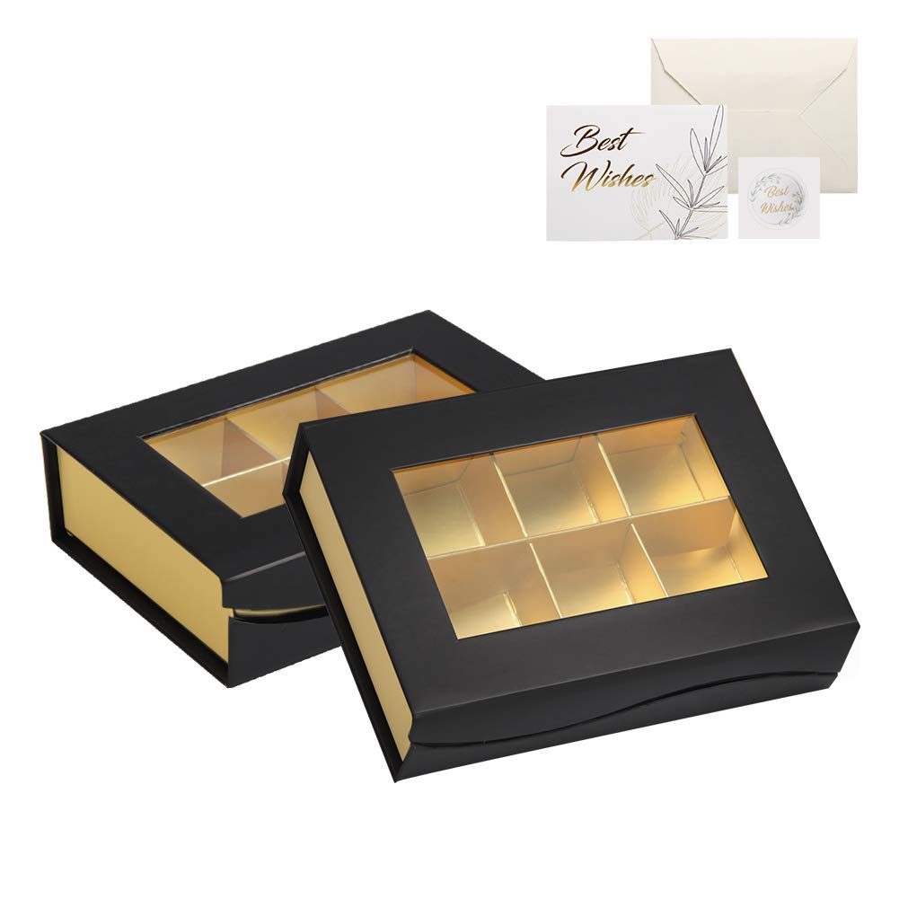 Bumlon Chocolate Boxes Empty Small with Sleeve and Window,Pack,Sweet Boxes Empty,for Birthday Father's day Mother's Day（2pcs/PACK