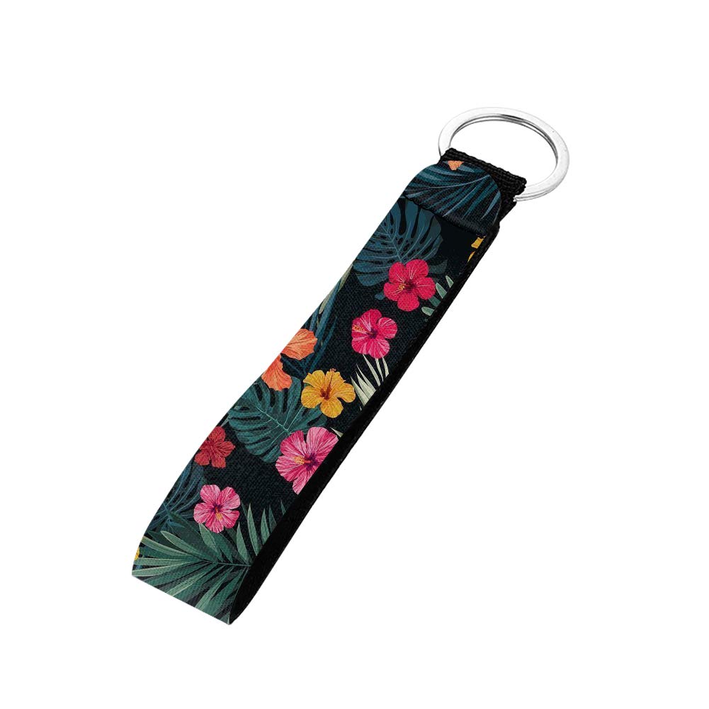 Pizding Keychain Wristlet Strap for Key Hand Wrist Lanyard Durable Keyring Holder Premium Quality Wristlet Lanyard Keychain for Women Tropical Style Leaf Flower for Car Camera Cell Mobile Phone