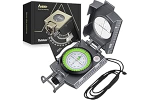 Anbte Compass Hiking Survival, IP65 Waterproof Metal Compass with Sighting Clinometer and Carry Bag, Multifunctional, Professional, for Camping Hunting Hiking Navigation