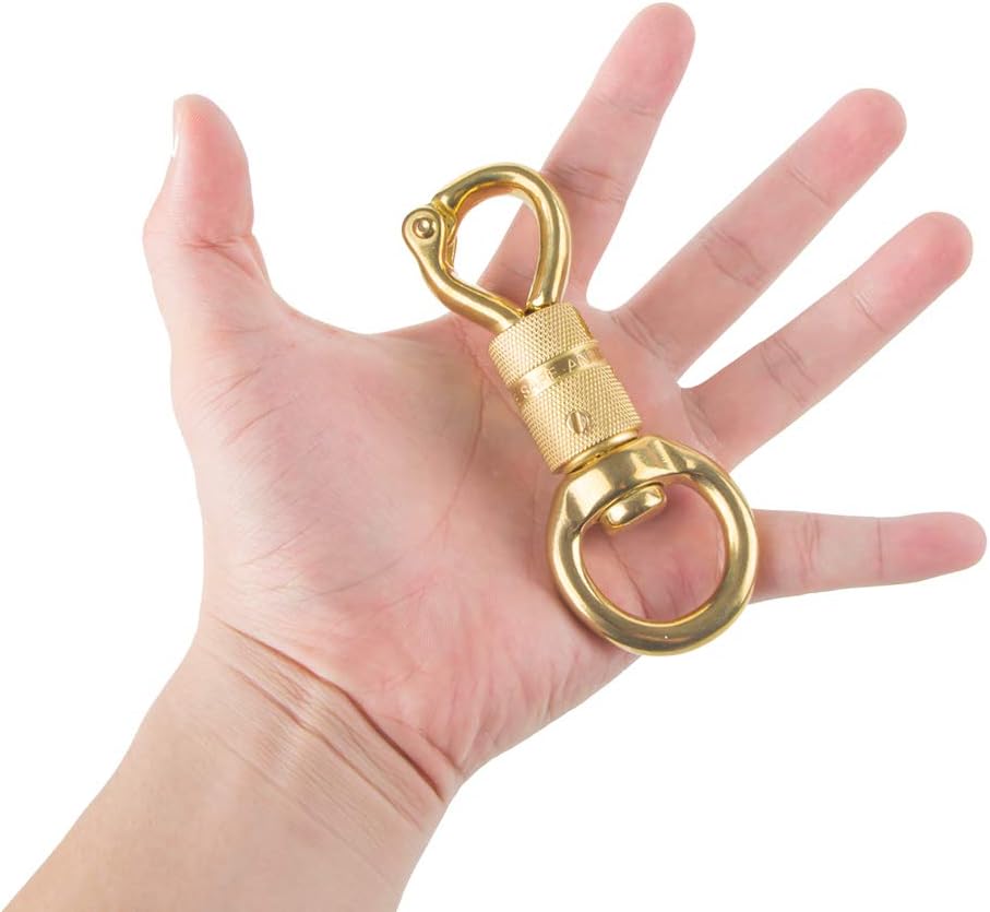 AOWESM Solid Brass Panic Snap 1-1/8 Inch X 4-1/4 Inch Quick Release with Round Swivel and Twist Body (1 Piece) : Sports & Outdoors