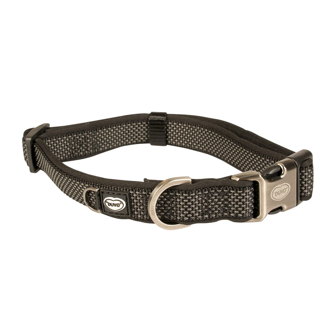 duvoplus, Ga me Explor North, bequemes und zeitgenössisches Hundehalsband, Größe 40 – 65 cm, 25 mm, Schwarz, ideal für Spaziergänge und abenteuerliche Expeditionen