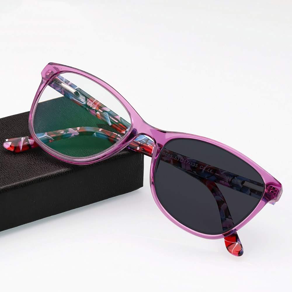 DANGONG BROTHERS Photochromic Reading Glasses Full-Frame Spring Hinge UV Protection Sunglasses for Men Women,Purple,+1.5