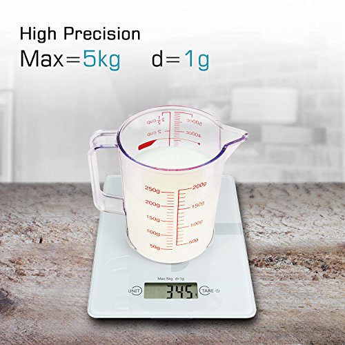 Food Scale, HAMSWAN Kitchen Scale Multi-functional Digital Weight Scale, Ultra-Slim, Easy to Clean, 4 Units, 11lb 5kg for Home Baking/Diet Cooking - Thumbnail 3