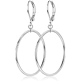 Silver Large Big Round Circle Hoop Dangle Drop Earrings for Women Hypoallergenic 40 50 60 70MM