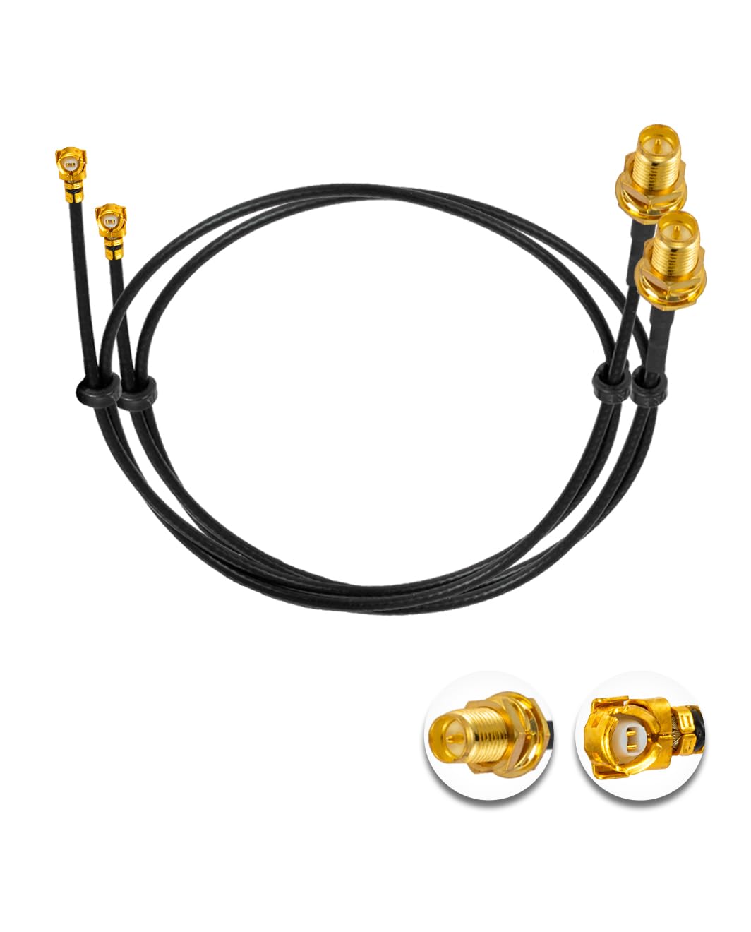 Vecys 2PCS U.F.L1 to RP-SMA Female Low Loss Coaxial Cable 12" /30CM U.F.L1 1.37mm Coaxial Pigtail Cable for Wireless Routers Mini PCIE Network Cards PCI Wi-Fi WAN Repeater