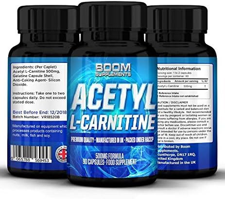 Boom Supplements Acetyl L Carnitine 500Mg Nootropics 90 Powerful Energy Boosting Tablets