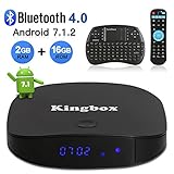 Kingbox Android TV Box, K2 Android 7.1 Box with 2GB RAM 16GB ROM Support Bluetooth 4.0 / H.265 / 4K Ultra HD / 3D / 2.4GHz WiFi Android Smart TV Box, Free Mini Keyboard [2018 Latest Version]