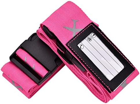 TOPAIS Heavy Superior Strength Extra Long Cross Luggage Strap Suitcase Travel Belt Tags (Pink)