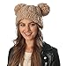Women's Winter Trendy Warm knit Beanie Hat with Pom Pom Ears (Beige)